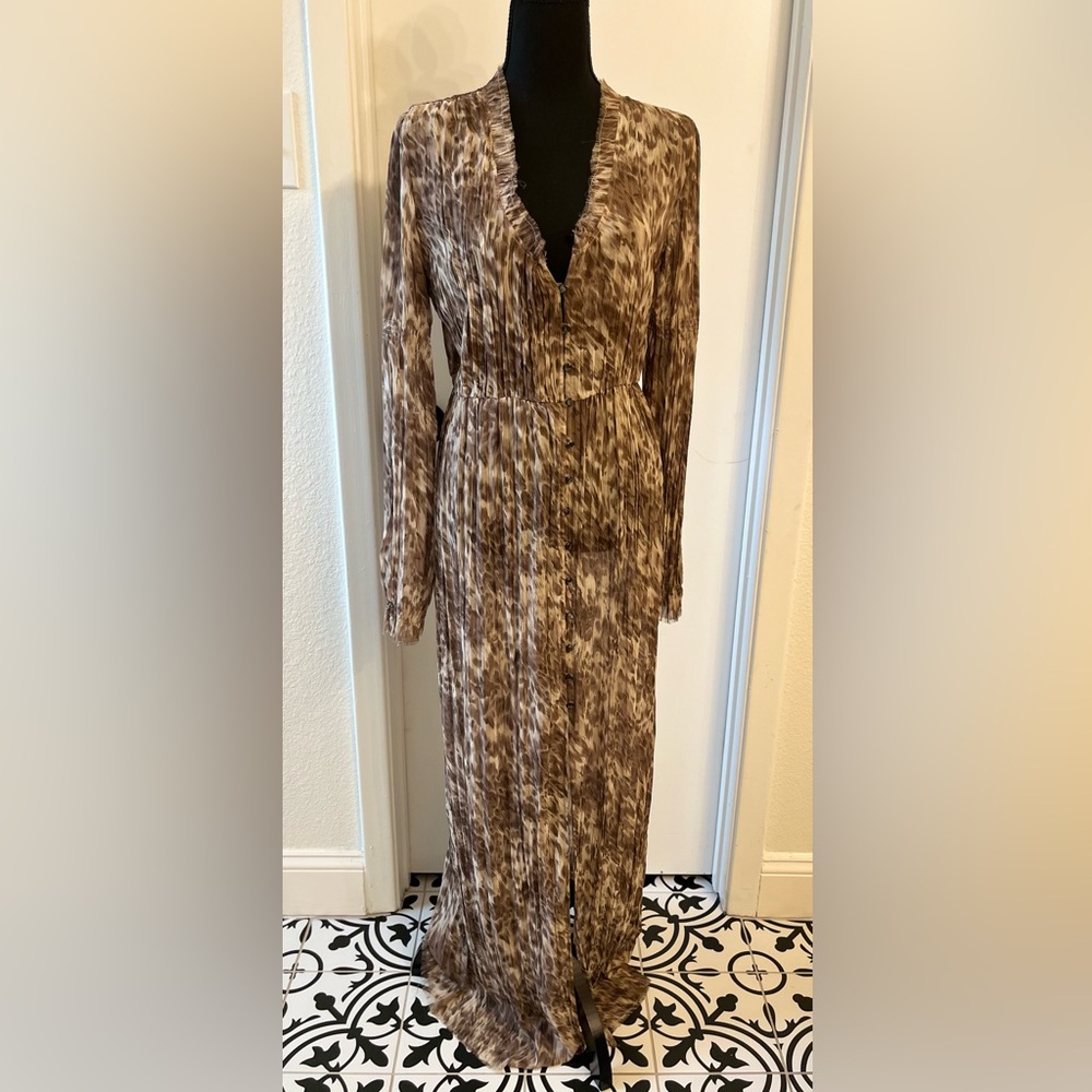 Free People Animal Print Long Cover Dress Size Medium